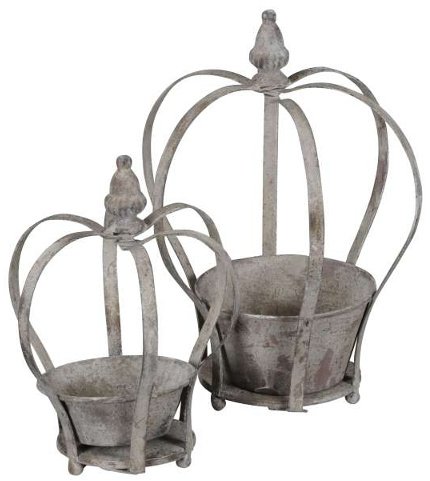 Rustic Grey Crown Planter Set 