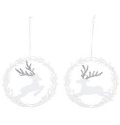 this mix of charming small wreath hanging decorations with reindeers are a must have for your tree display 