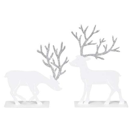 Silver & White Metal Reindeer Mix 