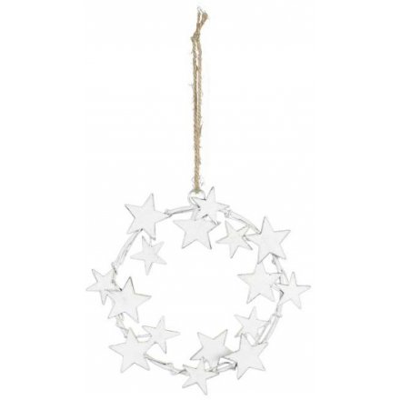 Wire Wreath With Stars, 21cm 
