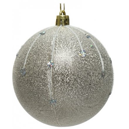 Frosted Glitter Bauble, 8cm 