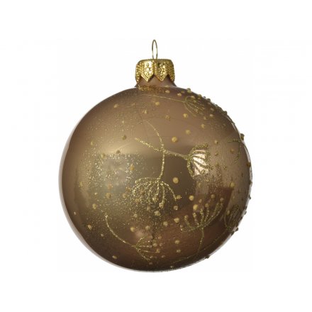 Gold and Glitter Bauble, 8cm 