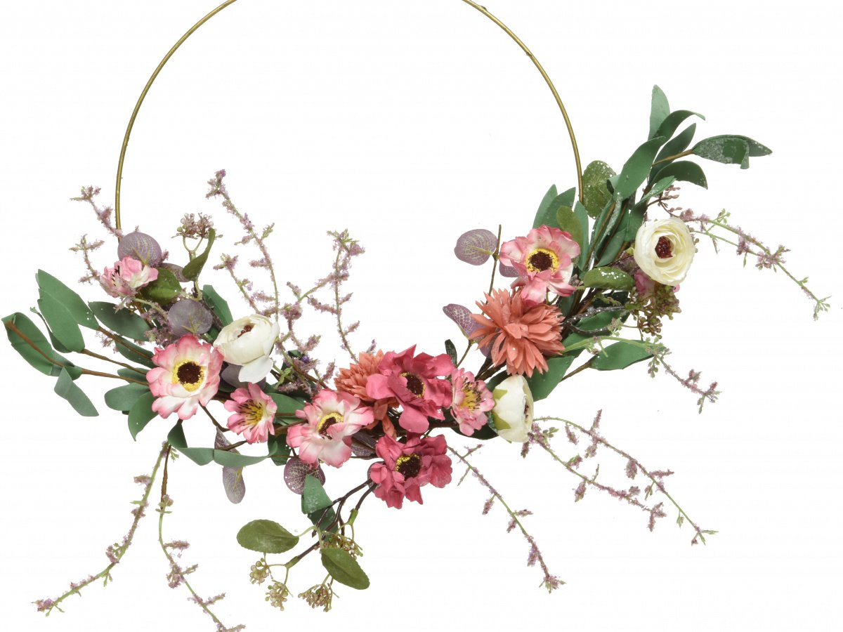 Pink Flower Half Wreath | | Christmas Decorations / Wreaths & Garlands