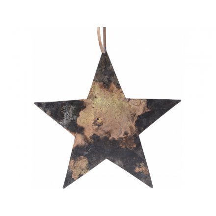 Hanging Distressed Metal Star, 10cm 