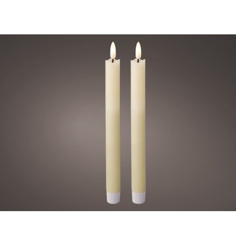A set of 2 LED based candles with lifelike flickering flames 