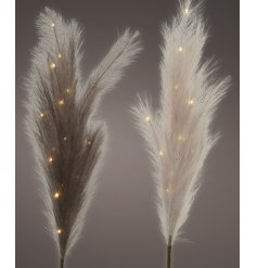  blush and deep pink toned artificial pampas stems with LED lights entwined 