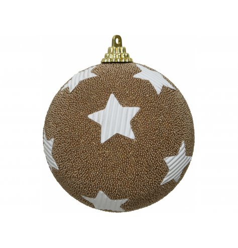 A white and Gold toned bauble complete with a beaded coverage and added star feature
