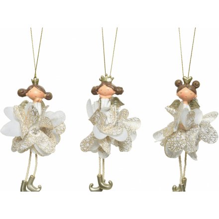 Gold and White Ballerina Hangers, 12cm 