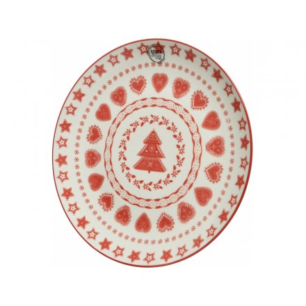 Festive Red and White Plate 19cm 