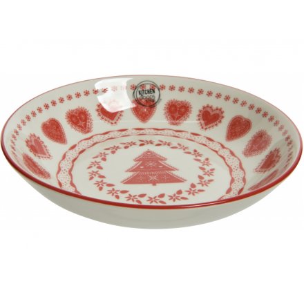 Festive Red and White Bowl 20cm 