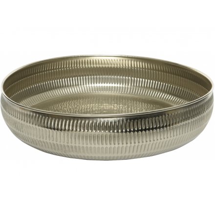 Silver Hammered Effect Bowl, 30cm 