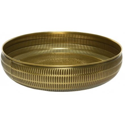 30cm Hammered Metal Bowl, Luxe Gold 