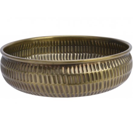 20cm Hammered Metal Bowl, Luxe Gold 