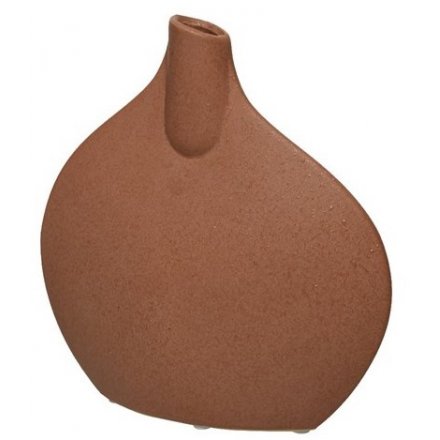Terracotta Tone Shaped Vase, 21cm 