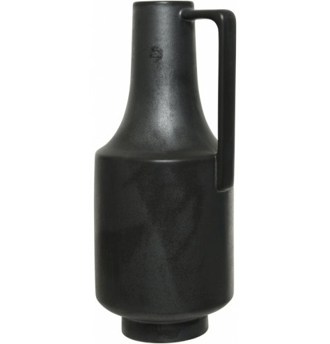 An Earthenware vase with a trendy shape finish and black matt tone to finish 