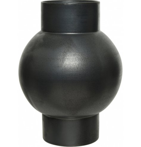 An Earthenware vase with a trendy shape finish and black matt tone to finish 