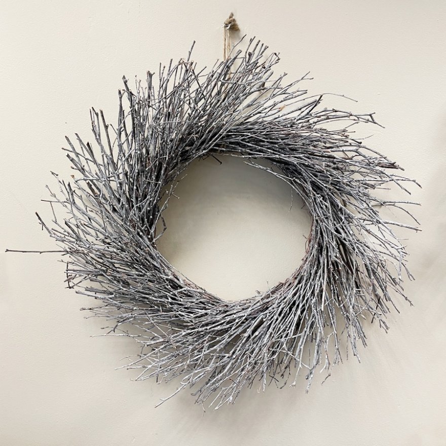 Whitewash Birch Twig Wreath, 60cm