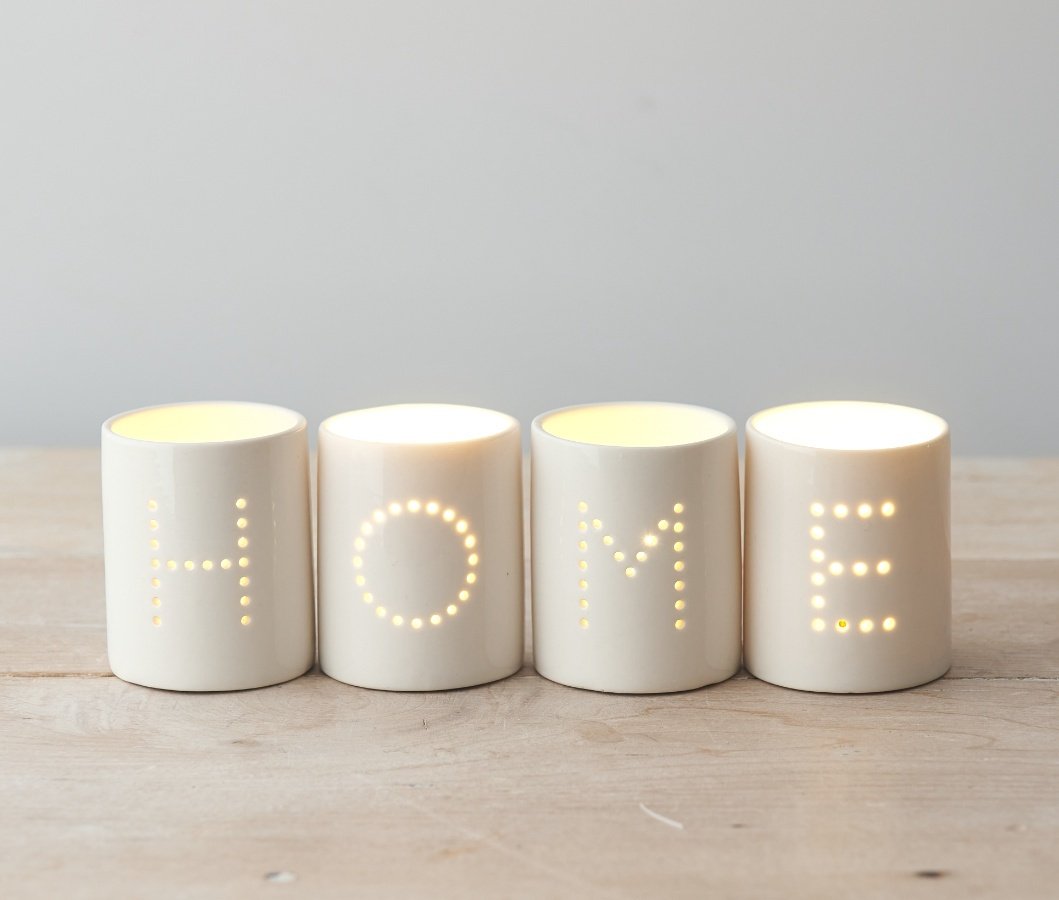 A Beautiful Set of T-Light Holders in Dotted Decal Wording