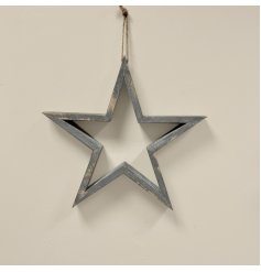 Grey wooden hanging wooden star