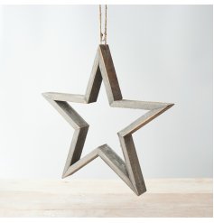 Grey wooden hanging wooden star