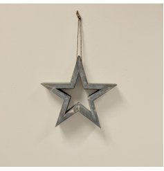 Grey hanging wooden star