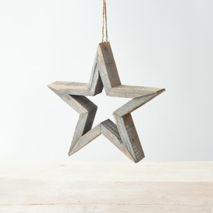 Grey hanging wooden star