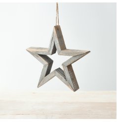 Rustic grey hanging wooden star