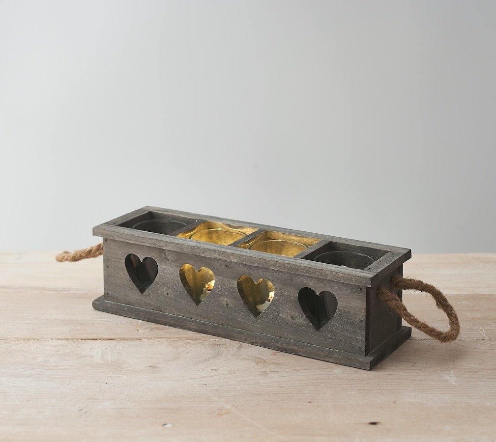 Grey Wooden Candle Holder Tray, 26cm 54160 Homeware / Candle