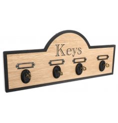 Bring a Vintage Luxe touch to your hallway or entrances with this stylish wooden plaque for key hanging 