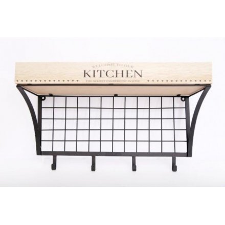Welcome to our kitchen wall shelf unit with hooks