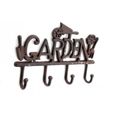 Cast Iron Garden Plaque With Hooks, 28cm 