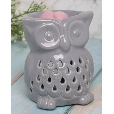 Grey Ceramic Owl Burner, 13cm 