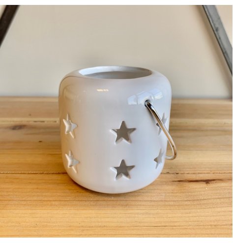 A Simple and Stylish White Lantern with Cut Out Decal