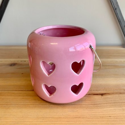 10cm Heart Cut Lantern, Pink 