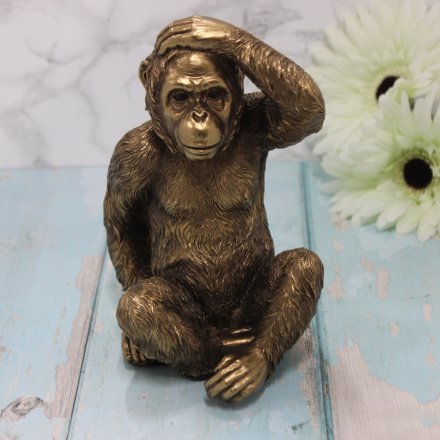 Posed Gorilla Bronzed Ornament 