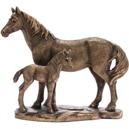 Horse & Foal Bronzed Ornament 