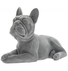 Part of a chic and simple ornaments range, a posed french bulldog with a sleek grey velvet coat to finish 