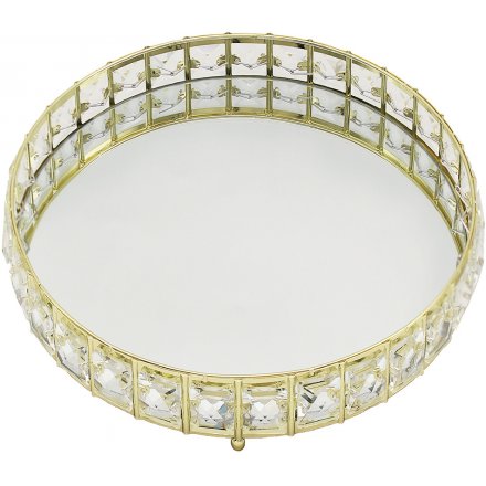  Gold Crystal Round Tray, 26cm 