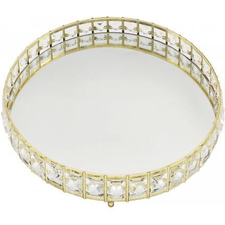  Gold Crystal Round Tray, 31cm 