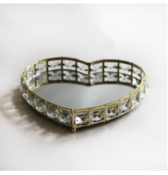  A gorgeously glitzy heart shaped tray with a mirrored centre and acrylic crystals surrounding it 