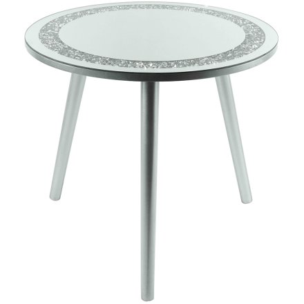 Mirrored Crystal Side Table, 48cm 