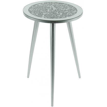 Mirrored Crystal Side Table, 33cm 