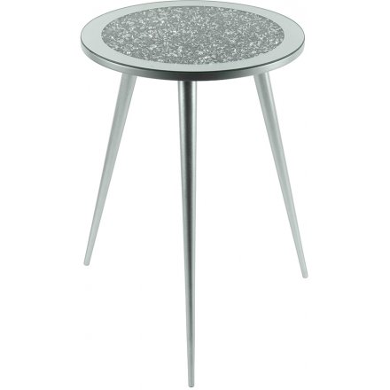 Mirrored Crystal Side Table, 38cm 