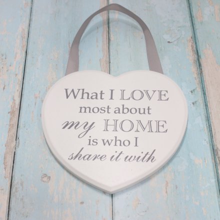 Grey and White Heart Plaque - My Home