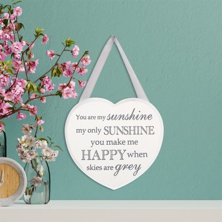Grey and White Heart Plaque - You Are My Sunshine  