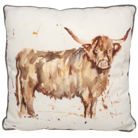 Country Life Cushion, Highland Cow