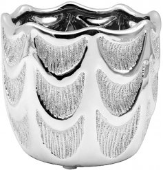 A decorative planter featuring a striking angel wing inspired pattern and glittery silver touches to finish 