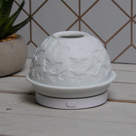White Humidifier Dome, Butterflies