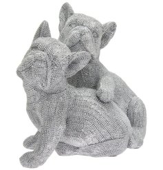 Sure to bring a bling touch to any home space, an ornamental set of cutely posed French Bulldog Puppies 