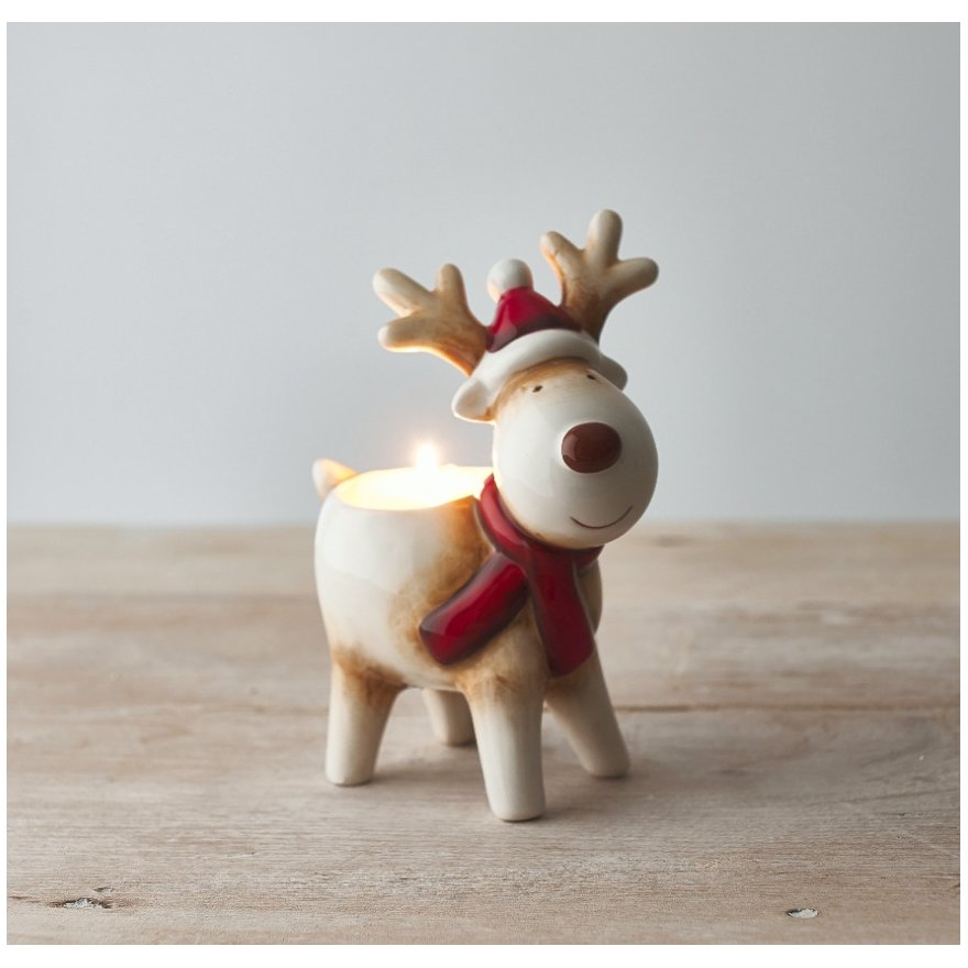 Nordic Reindeer T-light Holder, 14.5cm